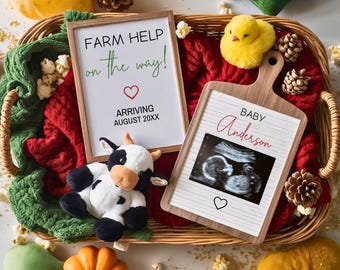 Farm Themed Pregnancy Announcement Template | Editable Country Baby Reveal | Rustic Barnyard Baby News | Digital Download