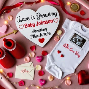 Little Love Bug Baby Announcement | Valentine&#39;s Pregnancy Reveal | Cute Baby Announcement Template | Pregnancy Reveal for Social Media
