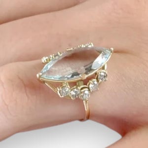 14k Gold Aquamarine Ring | Solid 14k Gold Aquamarine  Ring | Aquamarine March Birthstone Ring | diamond ring | Aquamarine Engagement Ring