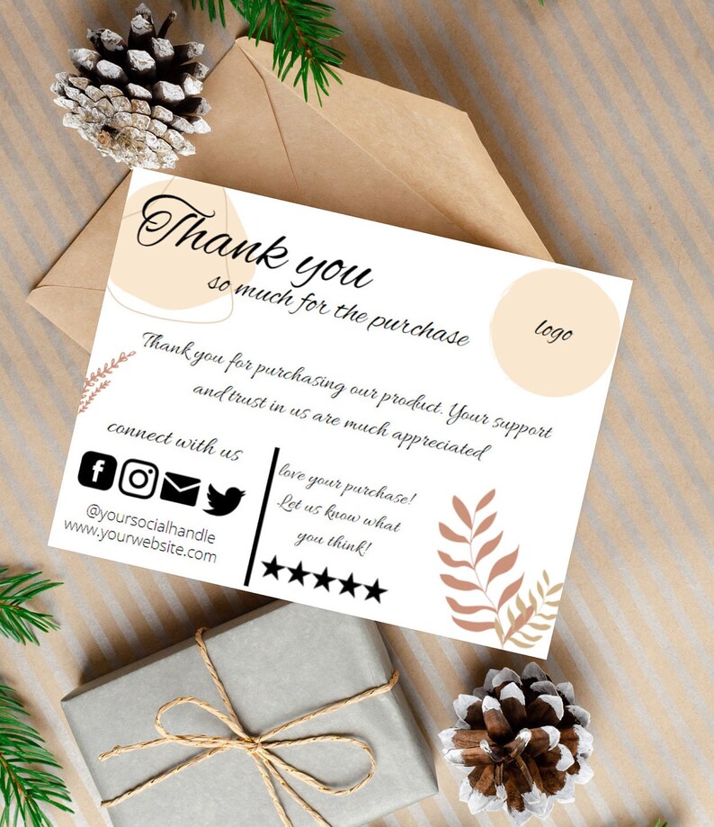 Editable Business Thank You Card Packaging Insert Cards Etsy UK
