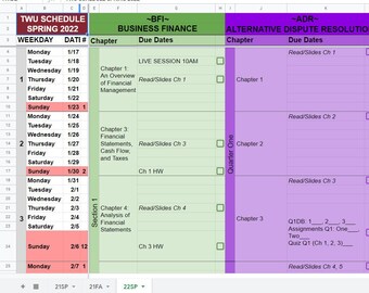 Twu 2022 Calendar Due Dates Calendar | Etsy