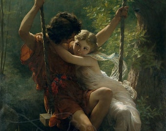 Springtime by Pierre-Auguste Cot 1873, Spring, Love, Valentines, Collectible Wall Art Poster [DIGITAL PRINT]