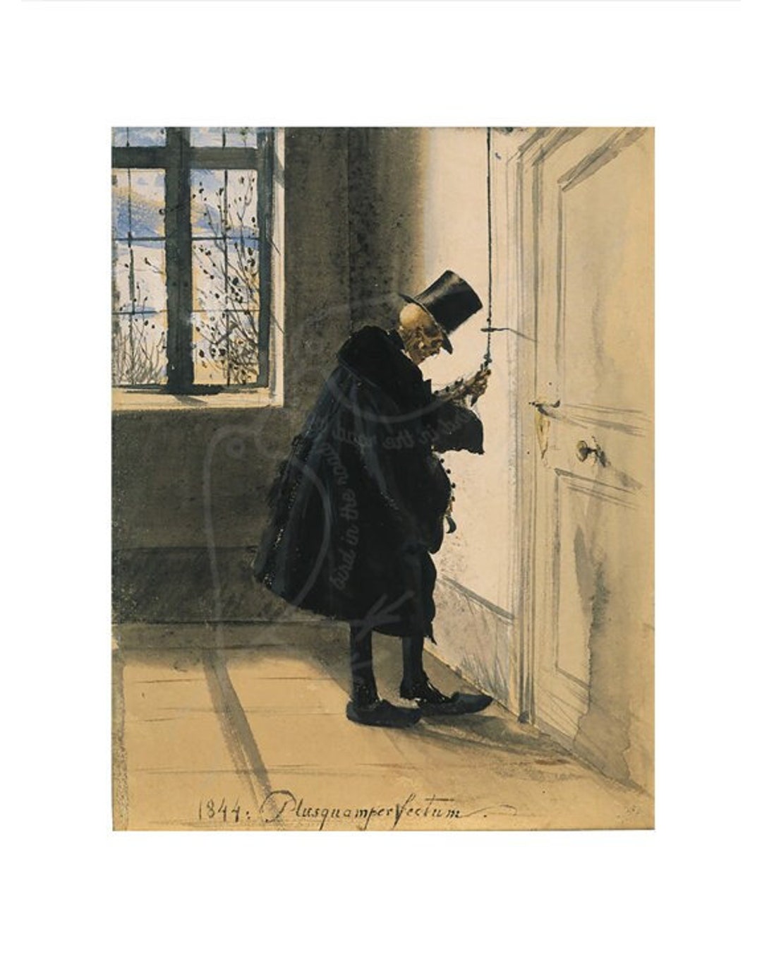 Death Visitor by Adolf Menzel 1840, Death, Watercolor Painting
