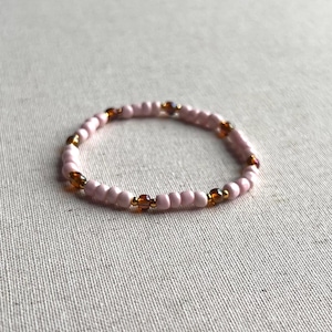 Dainty Gold Filled Bracelet, Beaded bracelet, Stretchy Bracelet stacks, Pink Bracelet, Minimalist Jewelry, Dainty Bracelets