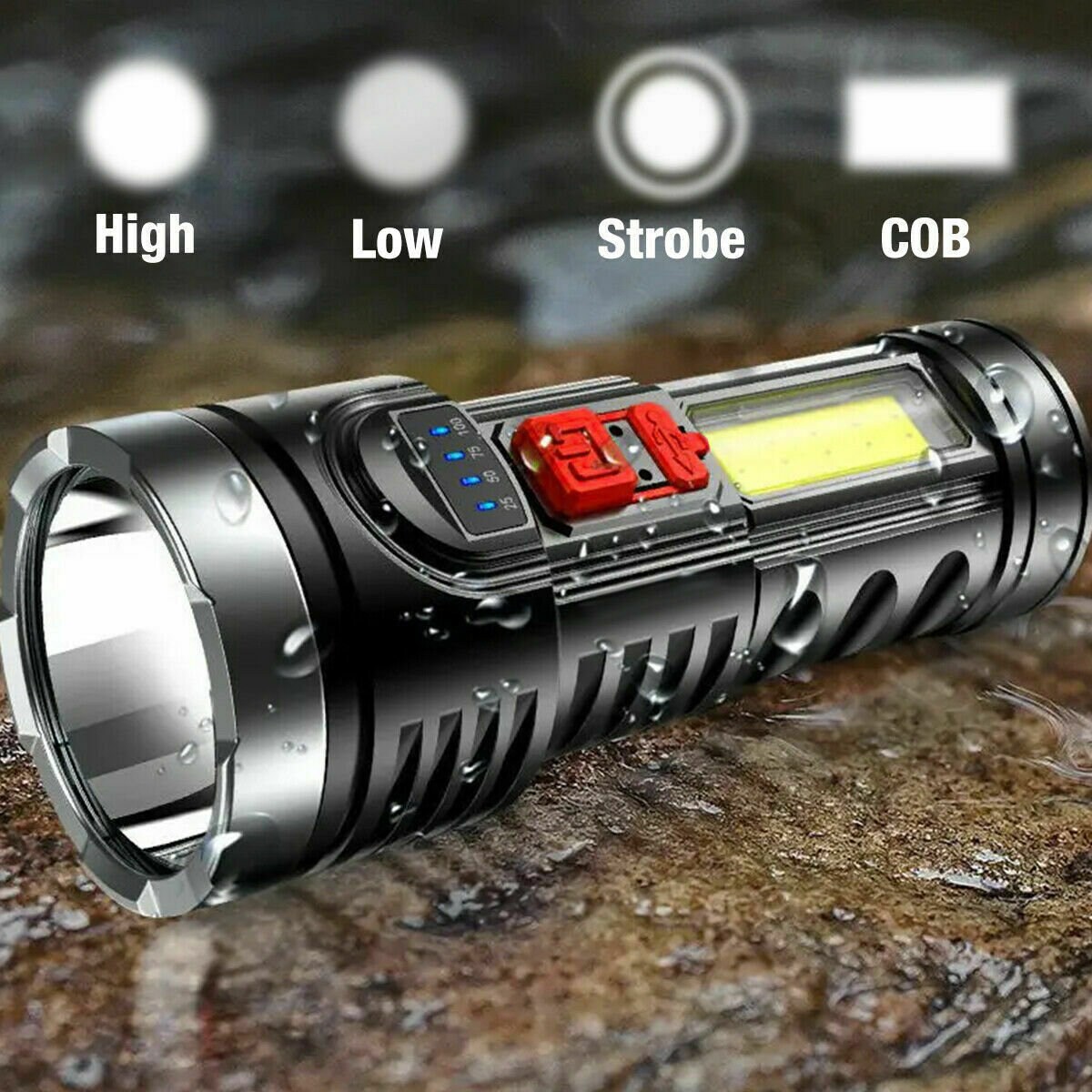 Super Bright 10000000LM LED Torch Tactical Flashlight USB - Etsy