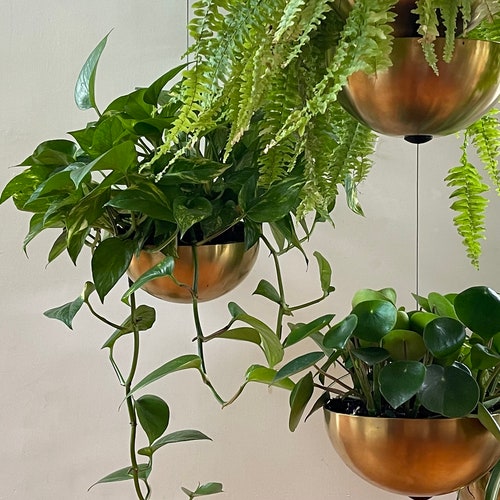 Vintage Modernist Hanging Copper Orb Planters 6 AVAILABLE Etsy