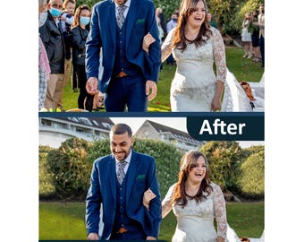 May include: A split-screen comparison showing a wedding couple walking outdoors. The top panel is labeled Before, and the bottom panel is labeled After. The bottom panel includes the text DELIVERY WITHIN 24 HOURS at the bottom of the image.
