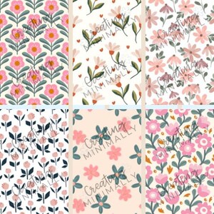 Pink Floral Wallpaper Set | 6 Aesthetic Phone & Desktop Backgrounds | PNG Download