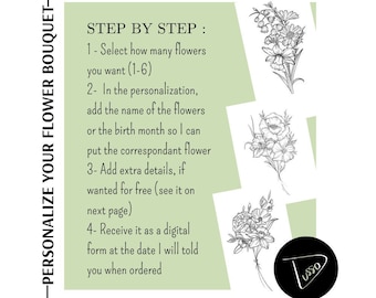 CREA TU ramo de flores con variaciones | Diseño de tatuajes para mujeres | Plantilla de dibujo de tatuaje | Ideas de tatuajes de flores femeninas