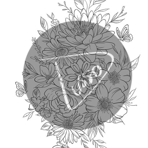 THIGH Big flowery piece with added butterfly