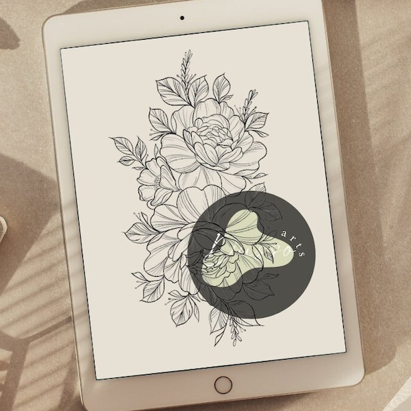 Floral Forearm Tattoo Stencil Etsy