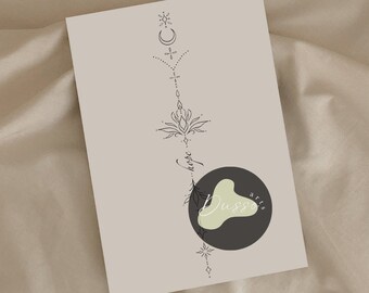 Elegant ryggradstatueringsdesign - Inspirerande "Hopp"-ordkonst - Minimalistisk kroppsfärg för inre styrka - Digital nedladdning