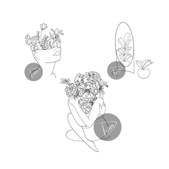 Mental Growth TRIO Tattoo Design for Women Tattoo Drawing Stencil Outline  Ready to Download Flower Feminine Tattoo Ideas - Etsy