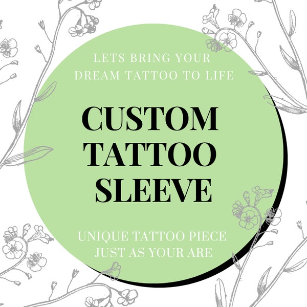 Custom tattoo sleeve design | Tattoo Design for Women | Tattoo Drawing Stencil Outline | Ready to Download | Flower Feminine Tattoo Ideas