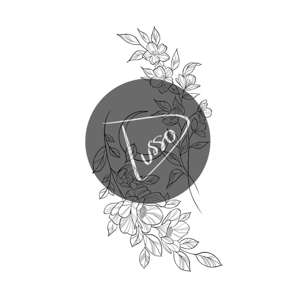 Printable Flower Tattoo Stencil Etsy