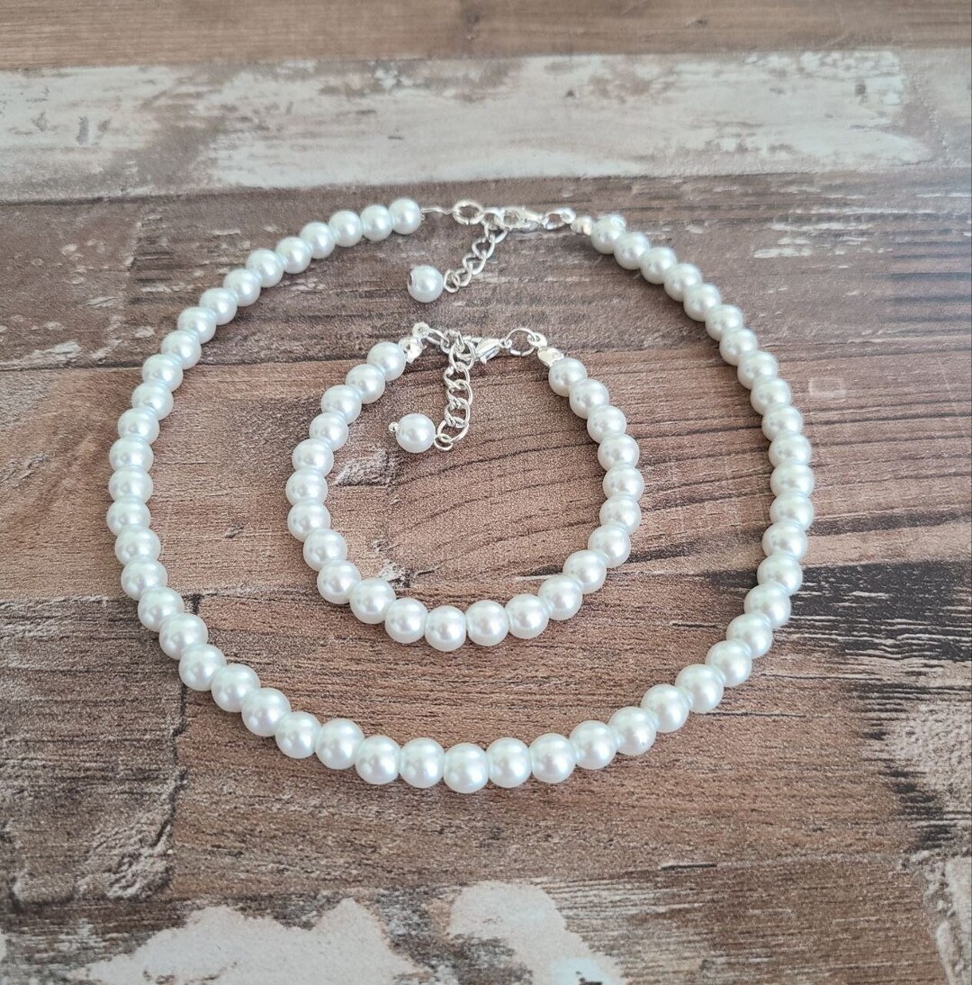 Little Girl Pearl Necklace, Flower Girl Wedding Jewelry, Flower Girl