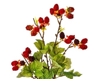 Artificial Raspberry Spray - Burgundy Red Berry Stem