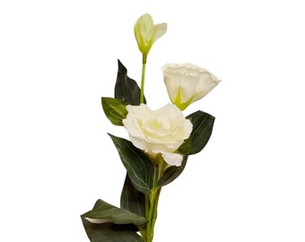 Artificial Lisianthus Stem, White Silk Flowers, Farmhouse Decor