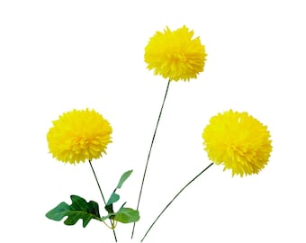 Artificial Pom Flowers Yellow Flowers for Wreath Making Kit for Front Door Wreath Supplies for Flower Arrangement