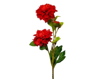Artificial Red Dahlia Stem, Floral Craft Supply