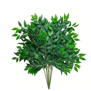 Artificial Ruscus Italian Ruscus Greenery for Wreath Making Supplies for Floral Arrangement Farmhouse Kitchen Decor Greenery Stems