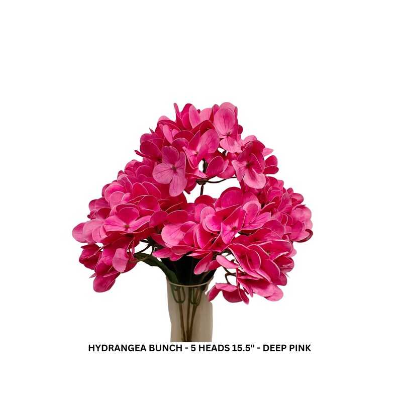 Artificial Hydrangea Deep Pink Hydrangeas Silk Hydrangea Artificial Flowers Wreath Making Wedding Decor Farmhouse Decor French Country image 1