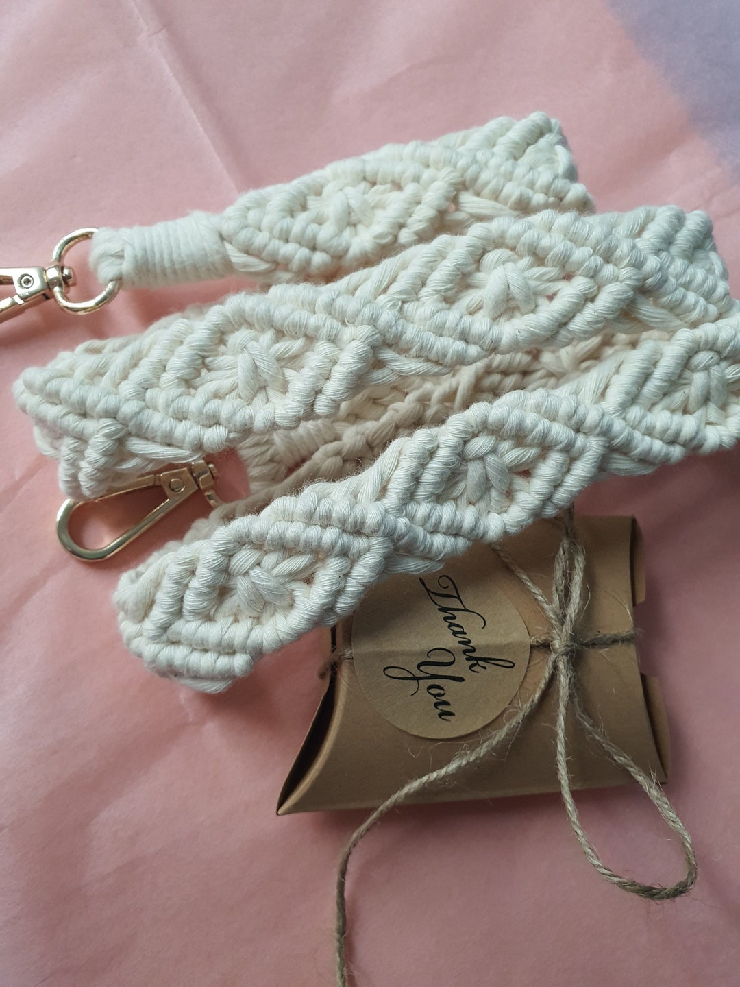 Taschengurt Makramee Kamera Handyband mit Karabiner nach Wahl