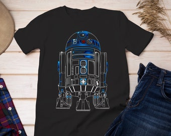 R2-D2 Droid Glow Effect Mens Shirt | Unisex StarWars Shirt | Nerd Geek Top | Star Wars Themed Shirt