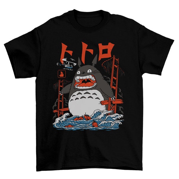 My Neighbor Monster Men's T-Shirt Unisex Graphic Novelty Tee Shirt Japanese Animation Nerd Geek Top Kaiju Themed Shirts
