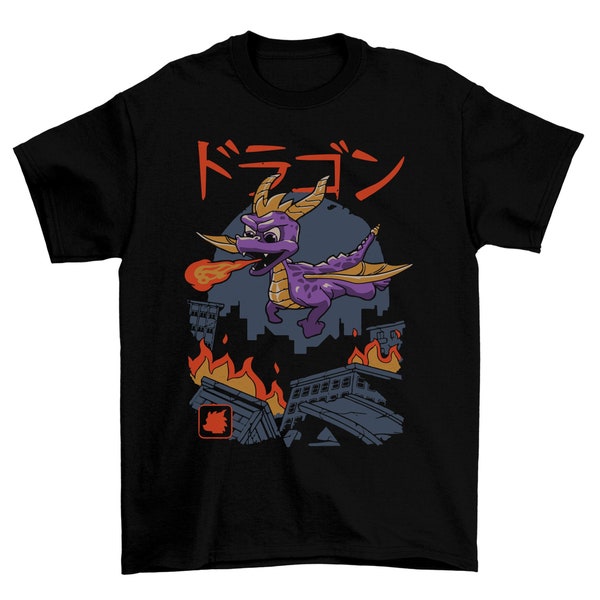 Purple Dragon Monster Men's T-Shirt Unisex Graphic Novelty Tee Shirt Japanese Animation Nerd Geek Top Kaiju Themed Shirts