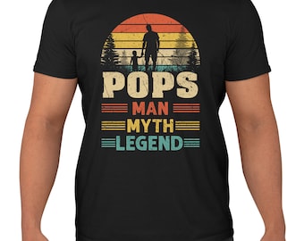 Pops The Man The Myth The Legend Sunset Vintage Fathers Day T-Shirt Men's Father's Day Shirt Dads Gift Funny Fathers Day Tshirt