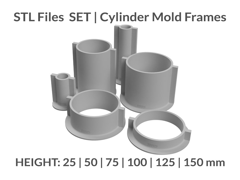 3D-filer | Formhuvudcylinderlåda STL-paket för silikonformtillverkare | Återanvändbar formram | Silikonkonstverktyg bild 1
