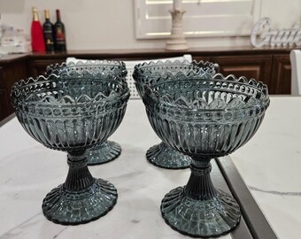 Iittala Marimekko Maribowl Mariskooli Glass Light Blue Footed Bowl