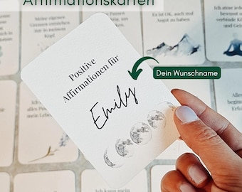 Personalized cards - affirmation cards, mindfulness cards for positive thoughts - 15 cards, handmade with your desired name