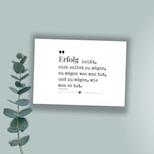 Postkarte Achtsamkeit, über Erfolg,  positive Gedanken, Motivation im Format A6