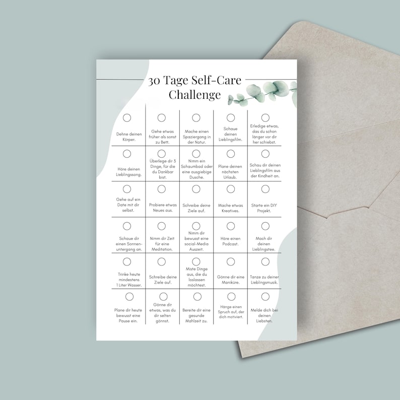 POSTCARD 30-day self-care challenge, card for self-care, mindfulness, A6 format image 1