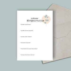 Karte Morgenroutine, Karte Selbstfürsorge, Achtsamkeitskarte, Journalkarte, Postkarte Format A6