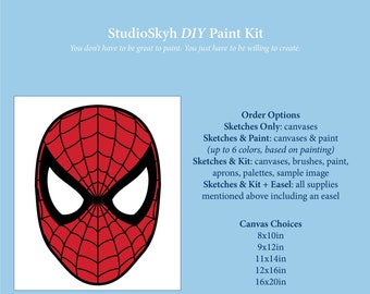 Spider-Man, Spider-Boy DIY Kid's Paint Party Kits, Pre-Sketched Canvas, Outlined Canvas,