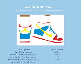 Nike Sneakers DIY Paint Kit, Pre-Sketched, Paint and Sip Kit, Sip and Paint Kit