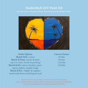 Couples DIY Paint Party Kit, Date Night, Pre-Sketched Canvas, Paint and Sip Kit, Sip and Paint Kit, Sunrise Sunset Ocean
