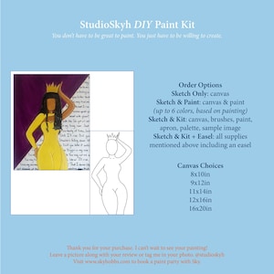 Crowned DIY Paint Party Kit, Pre-Sketched Canvas, Paint and Sip Kit, Ladies Night Painting
