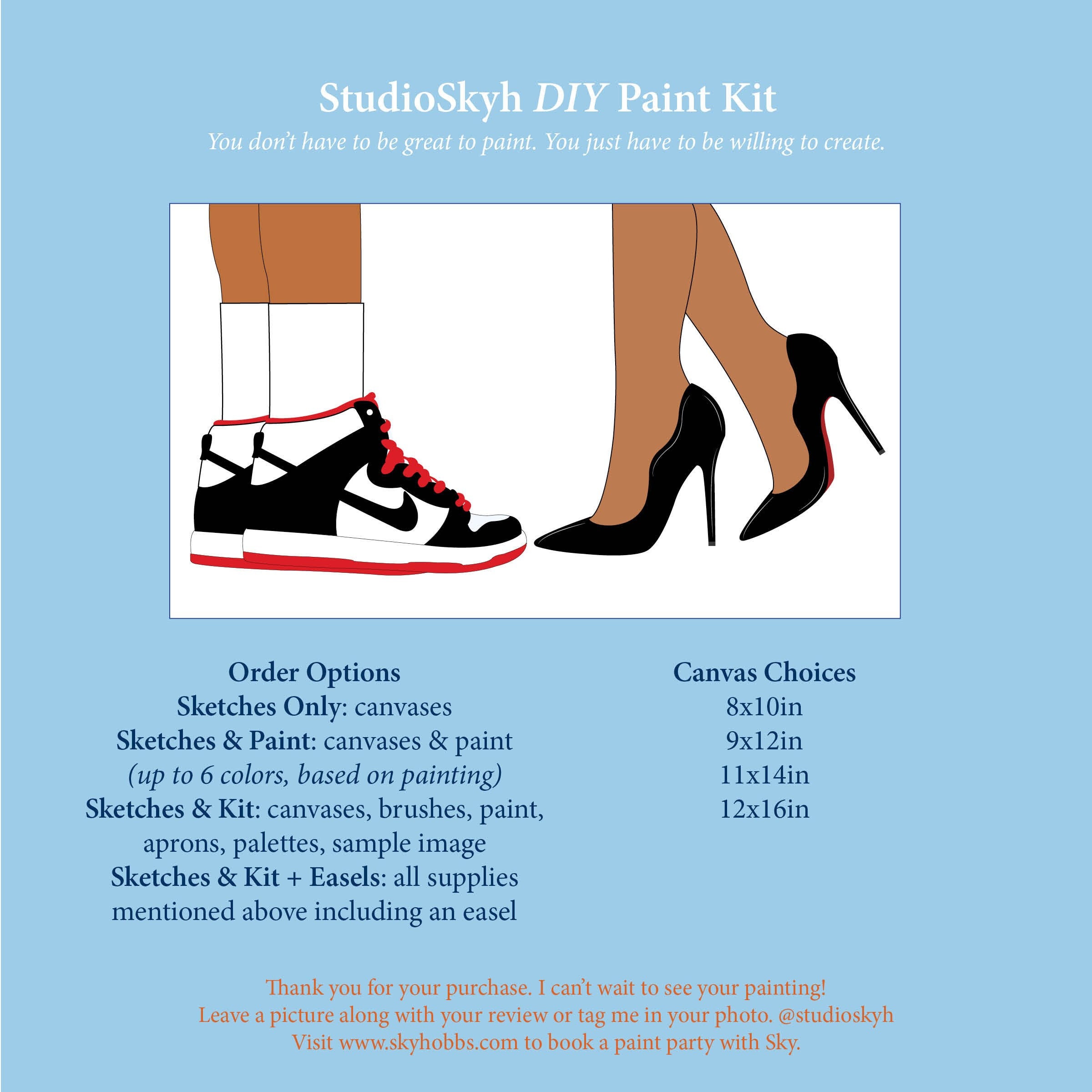 Heels/sneakers and Crown/couples/date Night Paint Kit,valentines