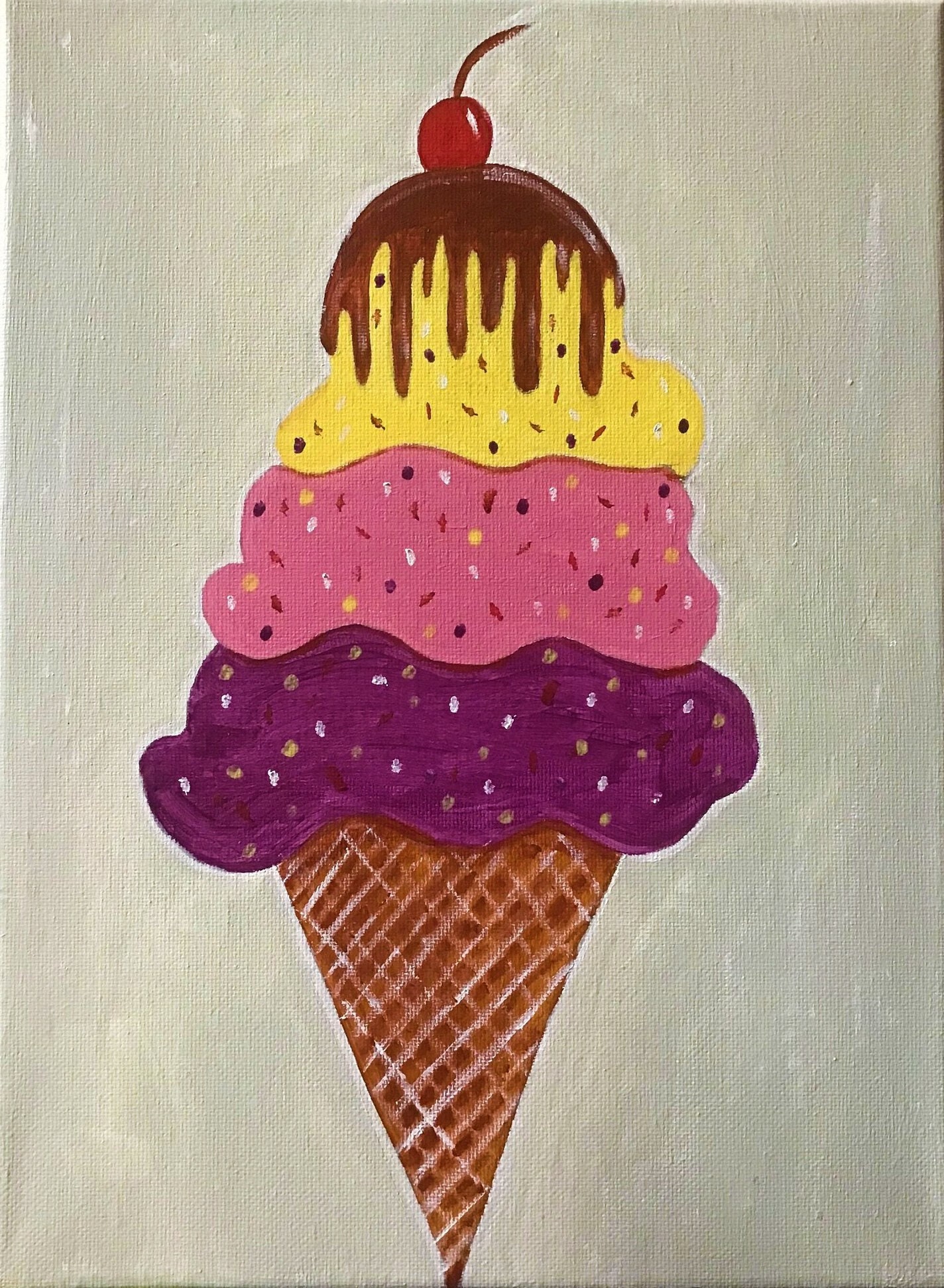 Ice Cream Sundae, DIY painting, Painting Kit, Peiloff, Learn to