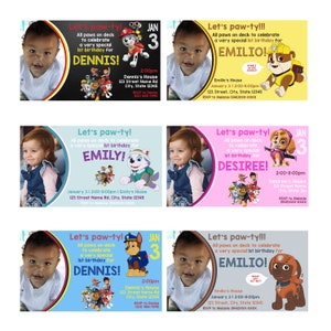 Paw Patrol Theme Birthday Invitation, Kids Party Invite Digital Download, Marshall, Chase, Rubble, Everest, Skye, Any Age
