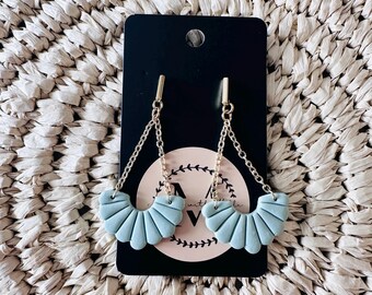 Mint Scalloped Fan Earrings