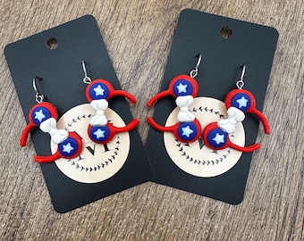 Patriotic Mouse Ear Headband Earrings