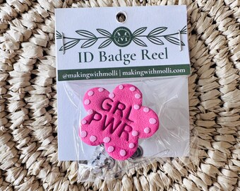 Girl Power Flower Badge Reel