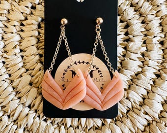 Peach Shimmer Wing Drop Earrings