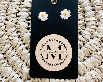 Mini Daisy Stud Polymer Clay Earrings