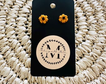 Tiny Sunflower Stud Earrings